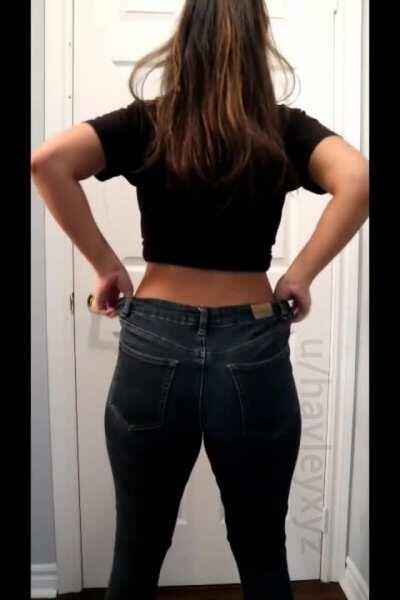 Squeezing my ass into jeans (gif)