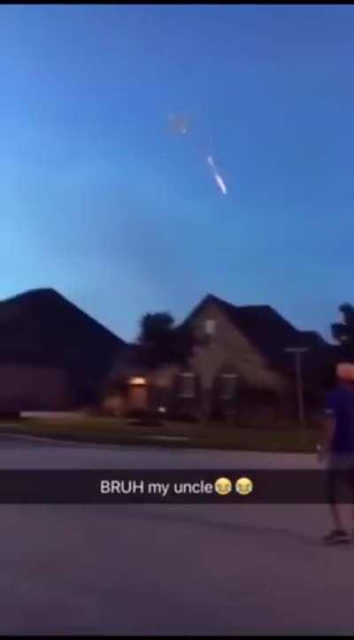 WCGW attaching a firework to a foam glider in front of my neighbors house