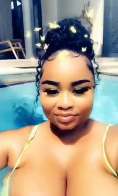 Kim manana and her huge bikini breasts let loose in the pool