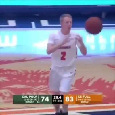 Cal State Fullerton subbed in their senior team manager who got a basket and the foul
