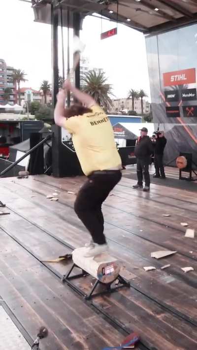 Watch your toes. New Rookie Underhand Chop Speed Record