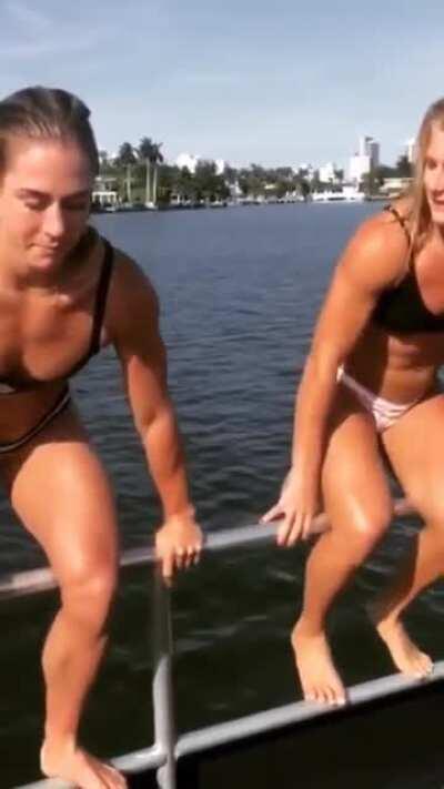 Brooke and Jessica's acrobatics