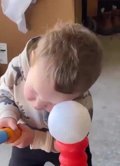 This smart kid can definitely follow instructions.