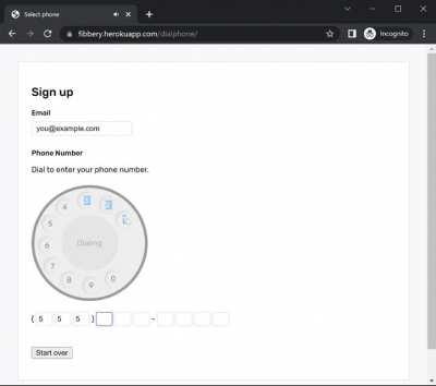 Dial to enter your phone number