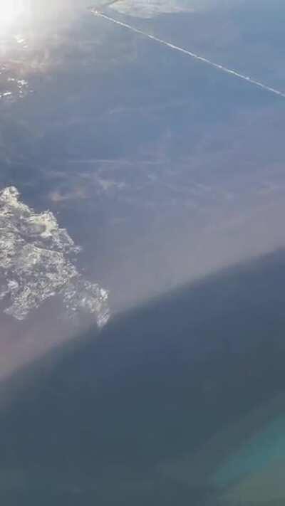 Looking out an airplane window