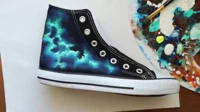 Custom Hand painted Deep Space Nebula converse in acrylic OC