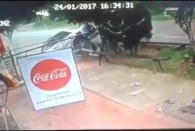Car crash sponsored by Coca Cola