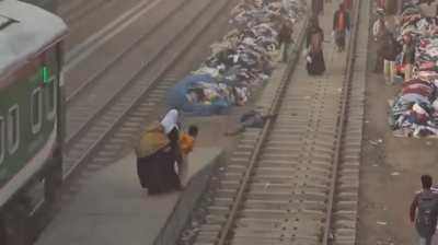 Train hits guy walking too slow