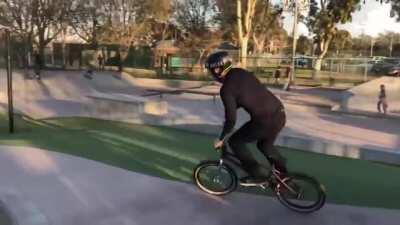 Idiot nearly impales himself