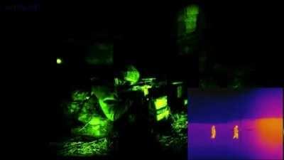 RU pov: Thermal video of a RU sniper killing two UA soldiers.