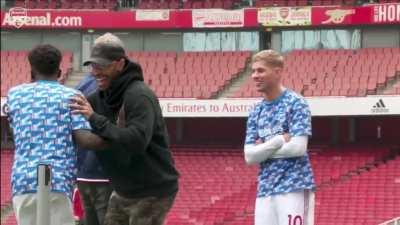 Thierry cracking up jokes with the guys