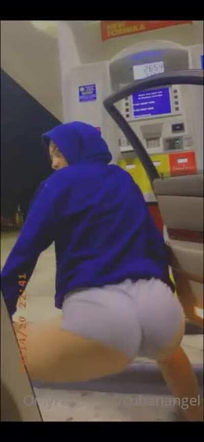 Her twerking at a gas station