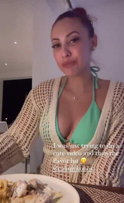 Francia enjoying a meal | IG story 7/9/24