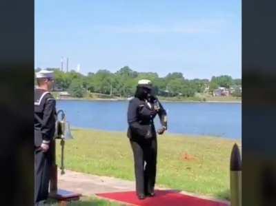 After serving 6 years in the Army — and 20 years in the Navy - this hero retires and she walked out like this.