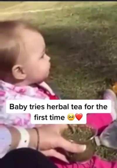 Kid tries herbal tea