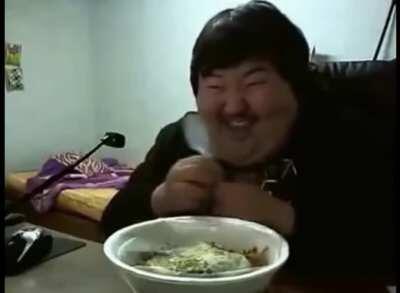 Korean man loves his food!