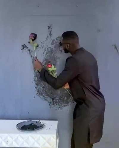 Using roses as paint brush [@bouboudesign_]