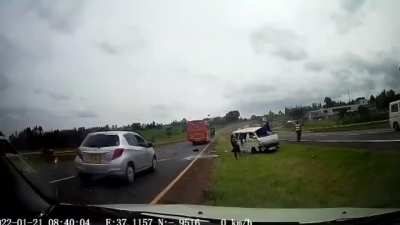 Road Rage? Bus Knocks Down a Minibus in Murang'a