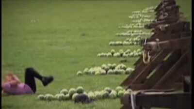 HMC while I casually try to fire watermelons from giant catapults