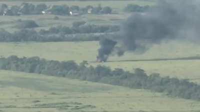 UA Pov: Burning Ka-52 helicopter in the Zaporizhzia region.