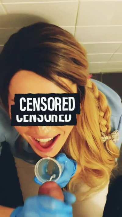 We got CAUGHT..Interrupted cumshot facial at the sperm bank