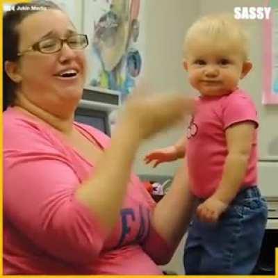 Baby listening for the first time