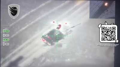 A destroyed Russian tank/ shed, presumably a T-62M, near the village of Kurdyumovka in the Donetsk region.