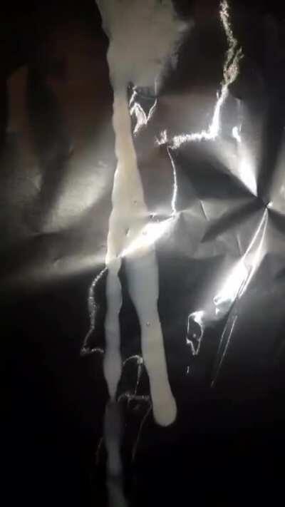 Thought it would look good cumming on tin foil but it didn't turn out that great