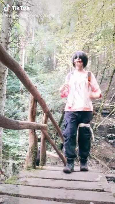 Jeff the Killer caught by passers-by in wood