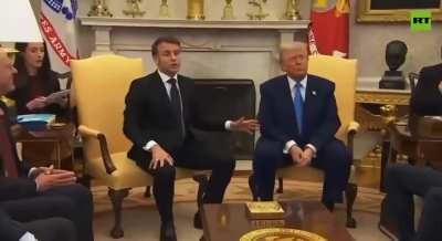 Macron puts hand on Trump’s knee and stops him from reciprocating