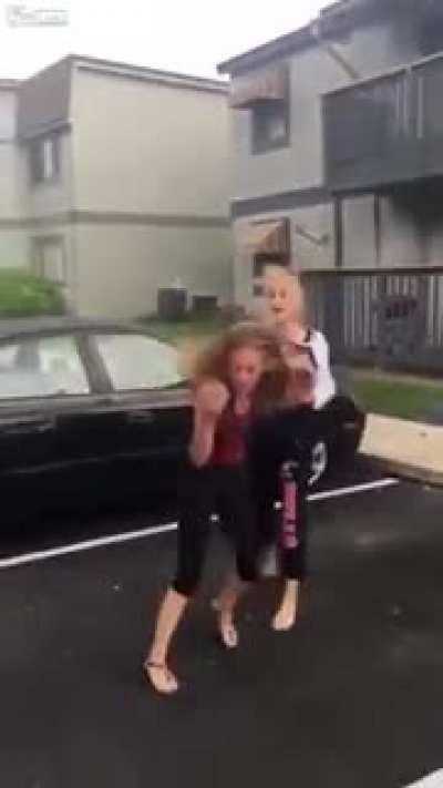Girl looking for fight gets ass beat.
