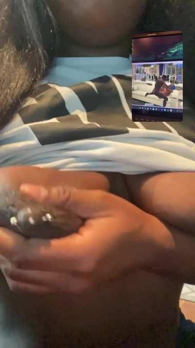 Milking my nipples and watching my sims get fucked on my fansly 🤤