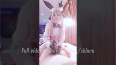 Bunny girl cosplayer and cute cock