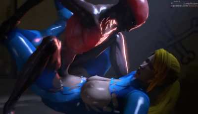 Too weak to escape, samus gets her pussy brutally stirred