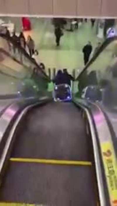 to go down the escalator