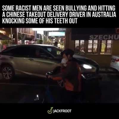 Asian delivery driver teeth knocked out