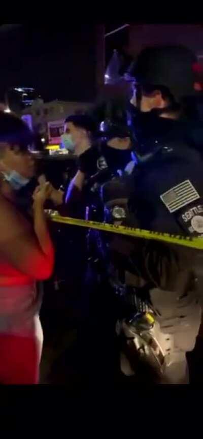 Liberal/Democrat BLM organizer tells cops to go 