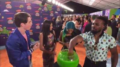 Sasha Banks and Xavier Woods interviewed at the Kids Choice Awards Orange Carpet