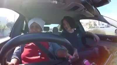 He took his housekeeper for a driving lesson