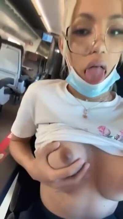 The plane is at capacity with just her and luggage