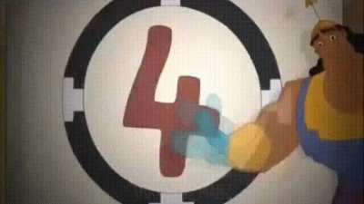 guy pulls down text on white curtain thingamabob