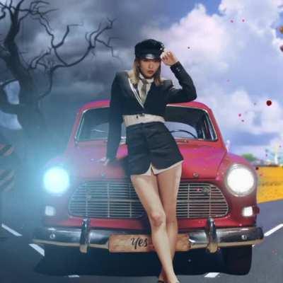 Jeongyeon - black cabby cap, suit style jacket, skirt, white shirt, tie, yes or yes