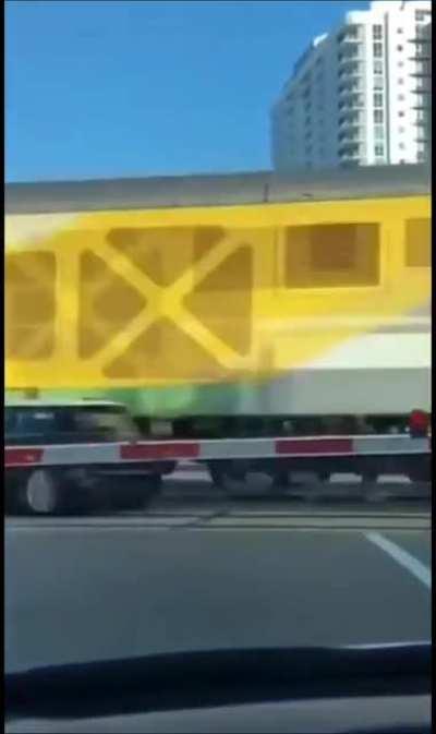 Straight into the moving train