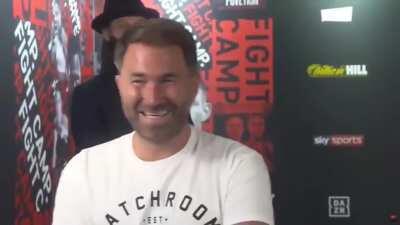 Eddie Hearn not knowing he’s live on Sky Sports YouTube.