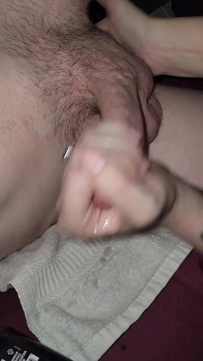 Rubbing my prostate and stroking to completion