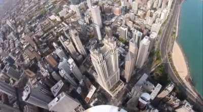 Aviation obstruction lighting work being performed at 1438 feet