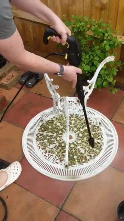 Cleaning the Table (sorry about the crocs)