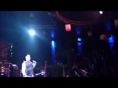 John Lydon of the Sex Pistols receiving a greeting from Chile