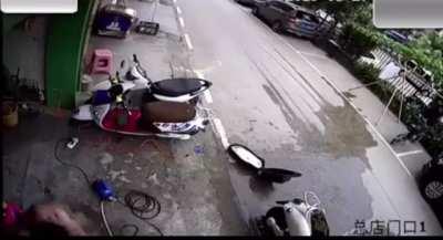 Bro learned a valuable lesson: never put electric wires near water