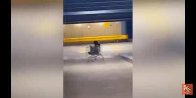 Going down a ramp in a trolley